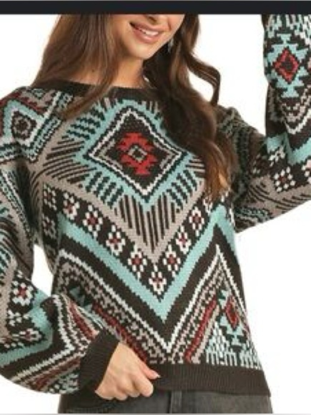 Rock & Roll Denim Aztec Western Sweater
